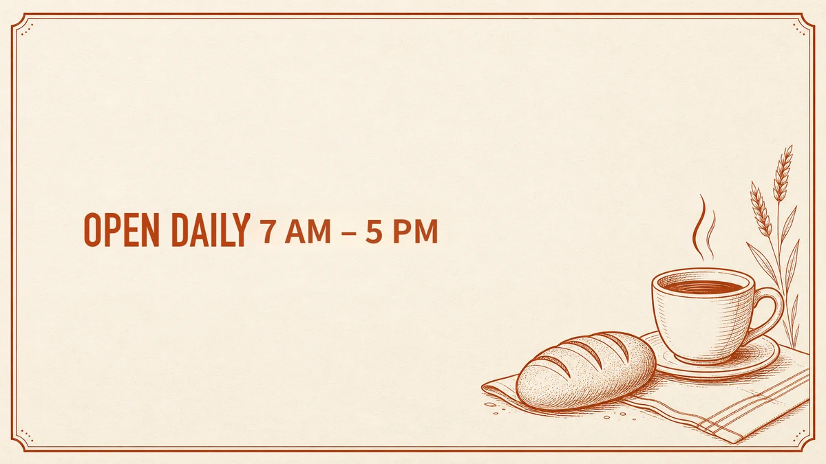 海报营业时间修改经 Imagelier 修改后:「7 AM – 5 PM」